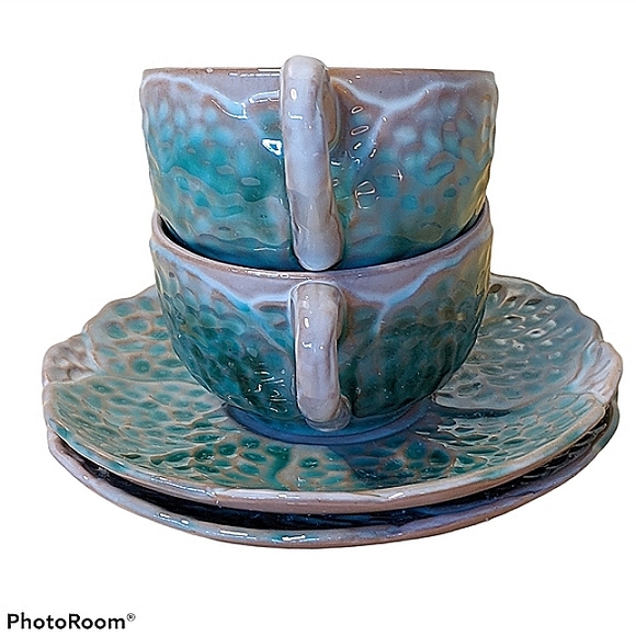 STANGL DELLA-WARE Cabbage Leaf Teacup & Saucer Set - Picture 2 of 13